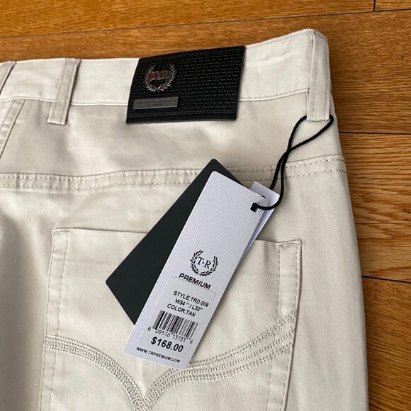TR Premium Tailored Recreation Golf Pants Tan Chino 34 x 32 Stretch NWT - Picture 7 of 11